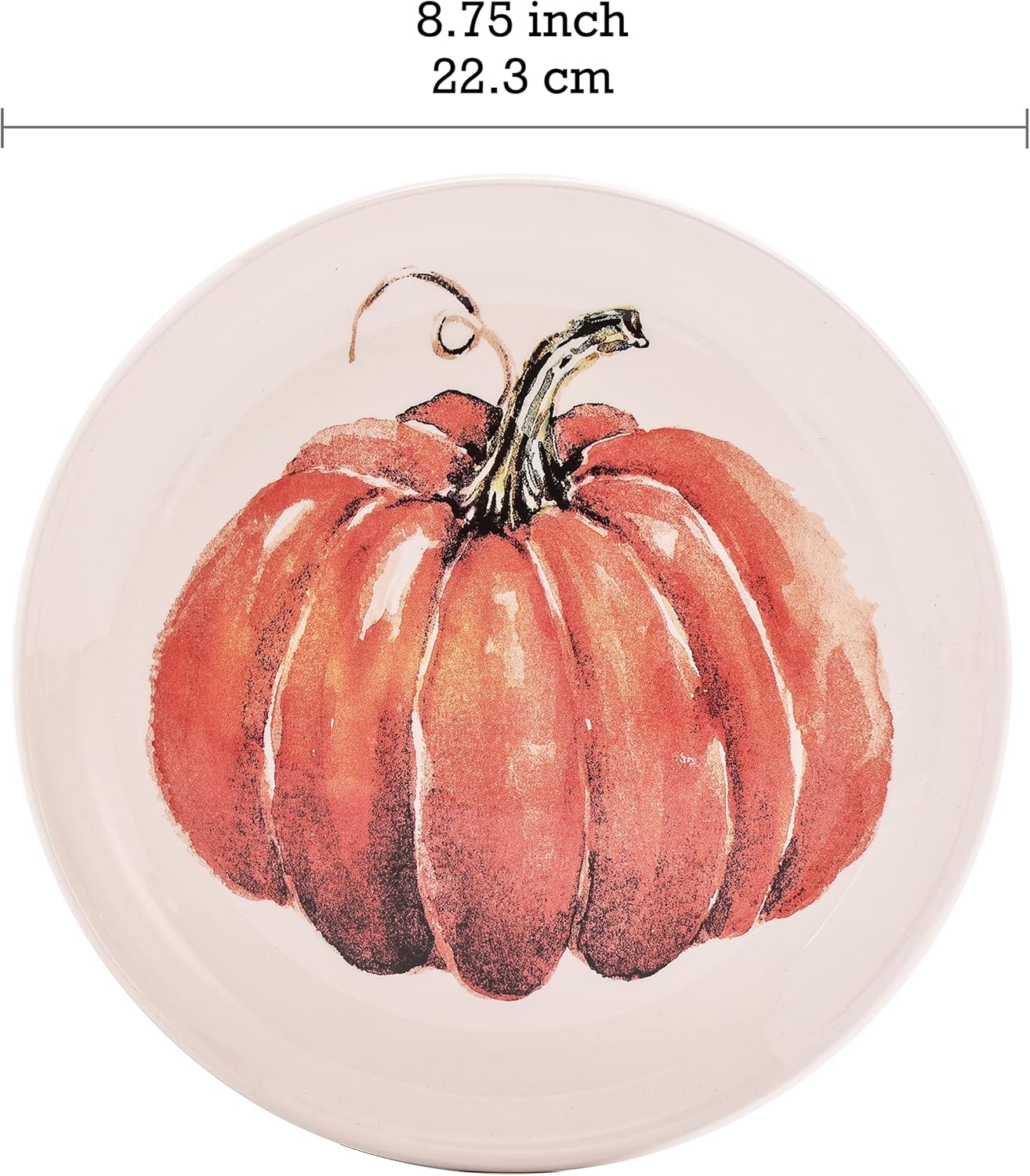 Bico Pumpkin Feast Ceramic Salad Plates, 8.75 inch, Set of 4, for Salad, Appetizer, Microwave & Dishwasher Safe