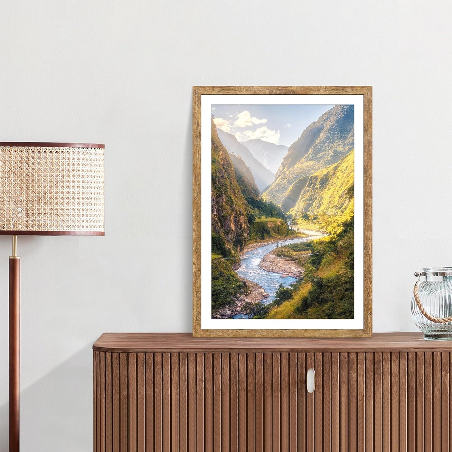 iRahmen 20x28 Poster Frame Set of 2 with Plexiglass, Wood Brown Rustic Picture Frames for Wall Mounting Display 16x24 Picture with Mat or 20 x 28 Without Mat