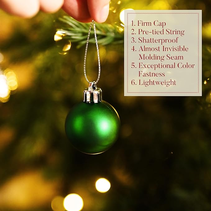 Valery Madelyn 1.57 Inches Small Christmas Tree Decorations Ornament Set for Fall Halloween, 24ct Red Green and White Shatterproof Hanging Ball Ornaments Holiday Party Decor