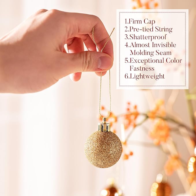 Valery Madelyn 1.57 Inches Small Christmas Tree Decorations Ornament Set for Fall Halloween, 24ct Red and Brown Shatterproof Hanging Ball Ornaments Holiday Party Decor