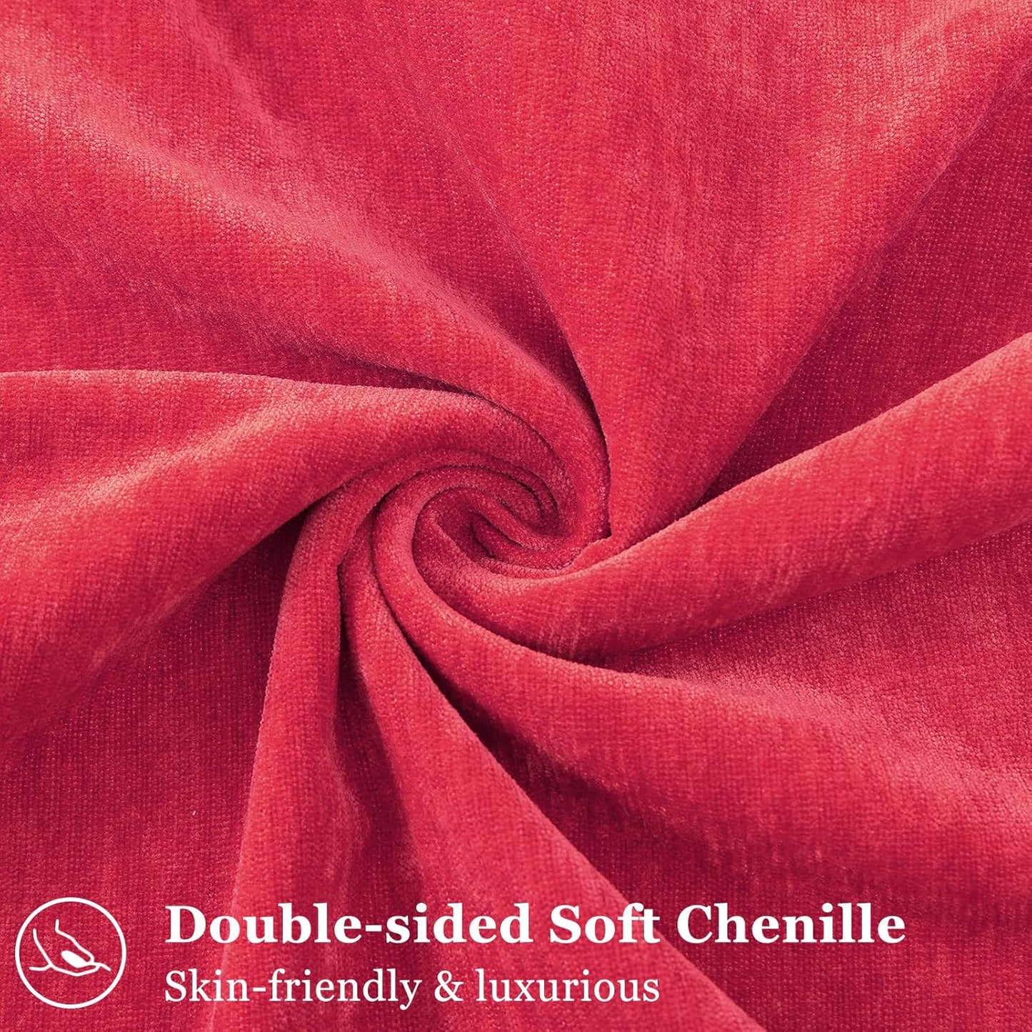 decorUhome Christmas Couch Throw Pillow Covers 16x16 Set of 2, Decorative Soft Euro Neutral Chenille Pillow Covers with Elegant Design for Sofa Bed Living Room Home Decor, Red