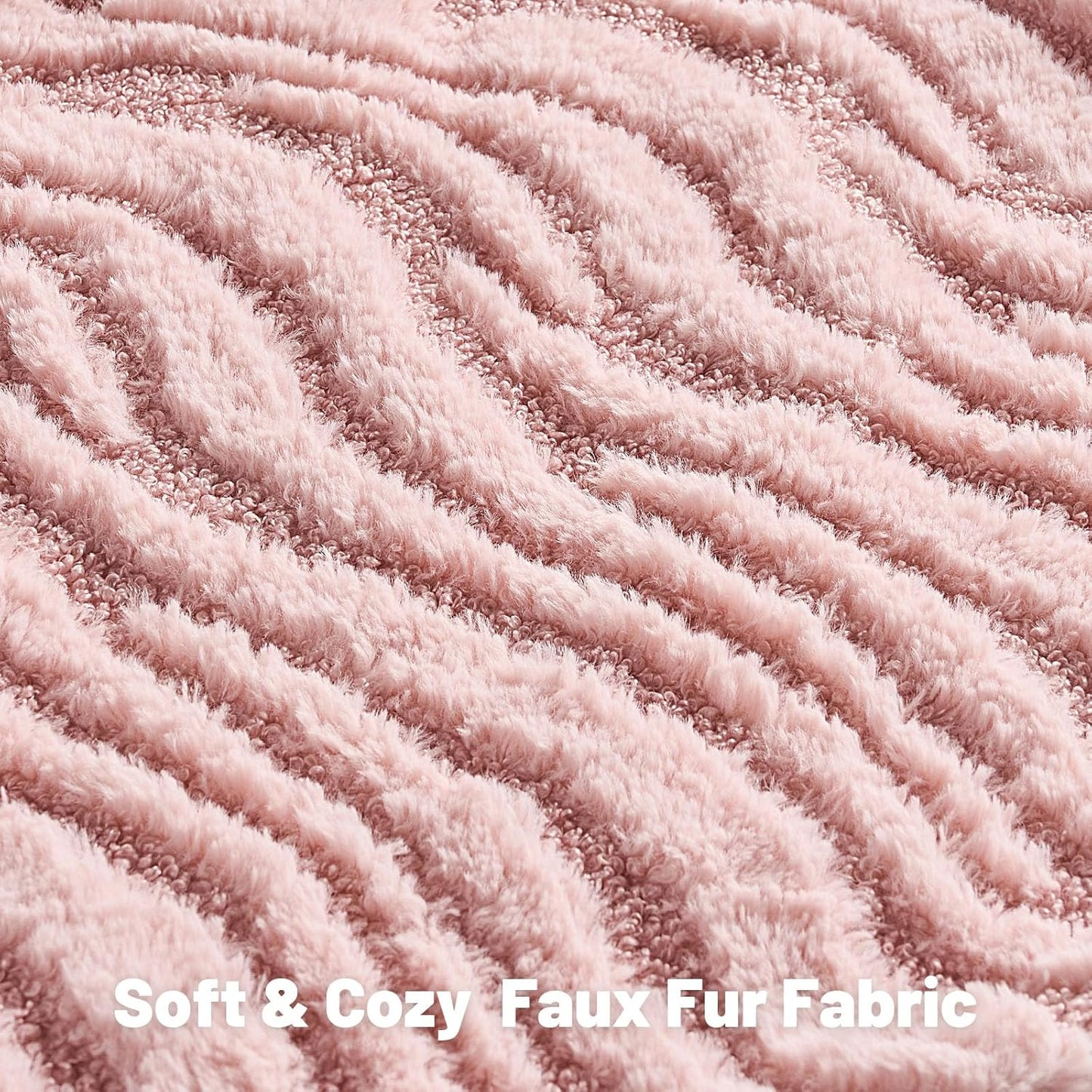 FUTEI Pink Decorative Throw Pillow Covers 16x16 Inch Set of 2,Soft Faux Fur Geometric Shapes Texture Cushion Case,Boho Home Decor for Couch Bed Living Room