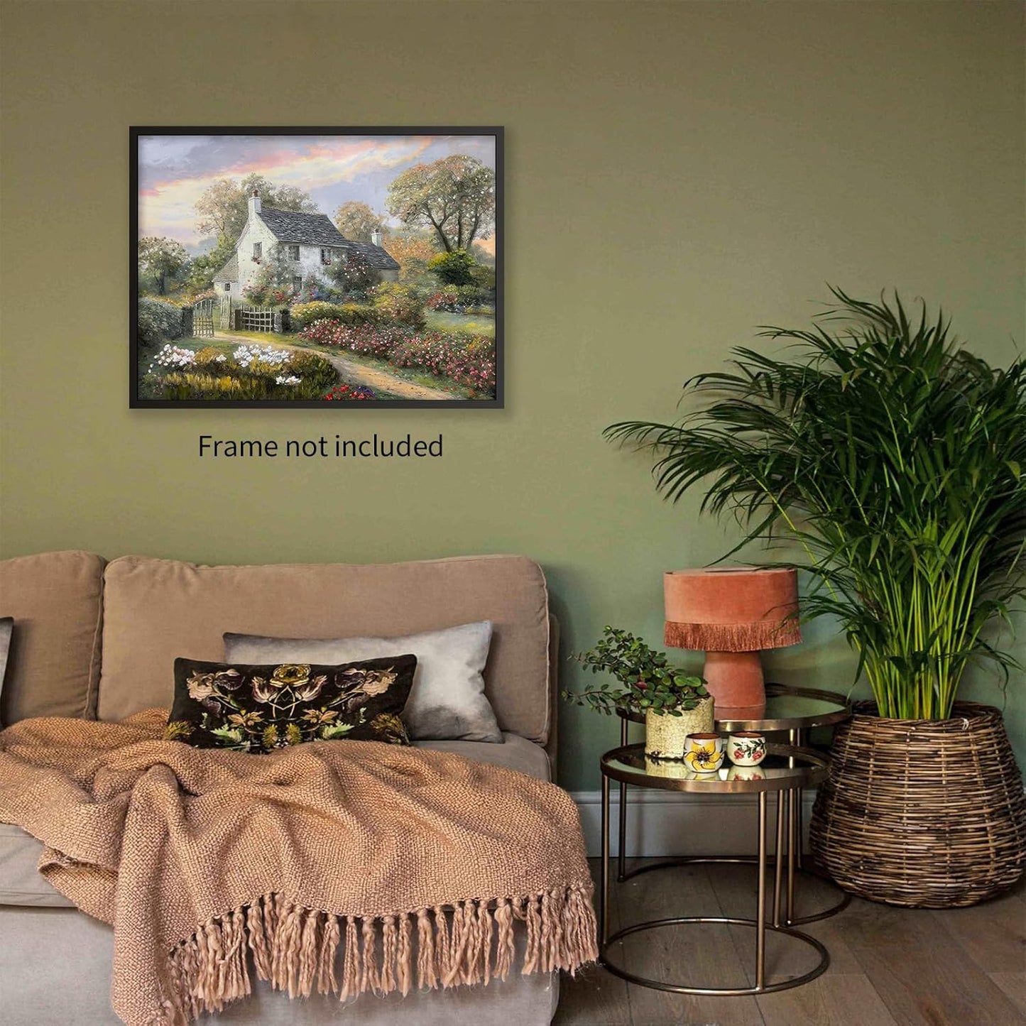Haitunone French Country Oil Painting Wall Art Farmhouse Cottage Garden Posters Classical Vintage Nature Landscape Prints for Living Room Bedroom Wall Decor 16x24 inch Unframed