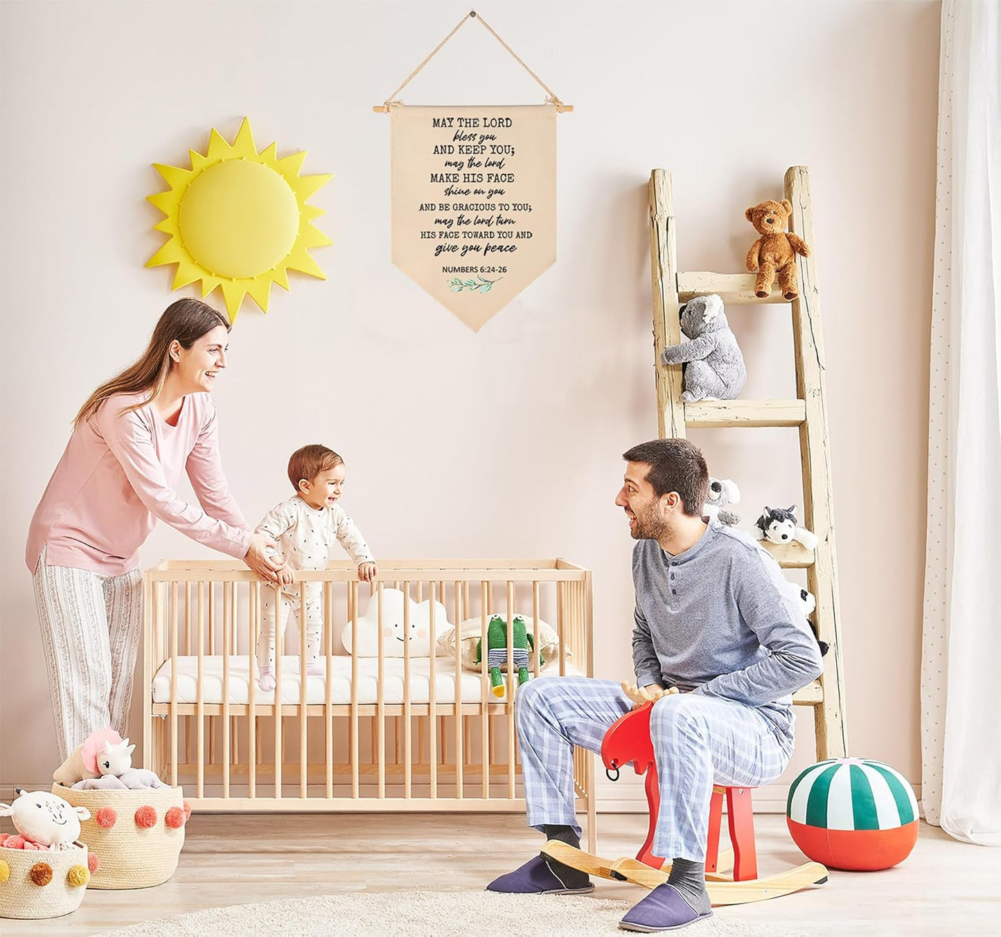 May The Lord Bless You-Scripture Farmhouse Botanical-Bible Verse Sign-Flag Decor Gifts For Baby Boys Girls Newborn Kids-Banner Wall Sign Gifts For Nursery Baby Room Playroom Bedroom Front Door