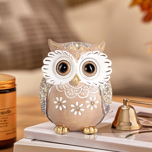 Leekung Owl Figurine Home Decor,Owl Statues and Sculptures for Shelf Decor Accents,Boho Owls Decorations for Bookshelf Bedroom Living Room Office Table Decor,Animal Gifts for Bird Lovers Women