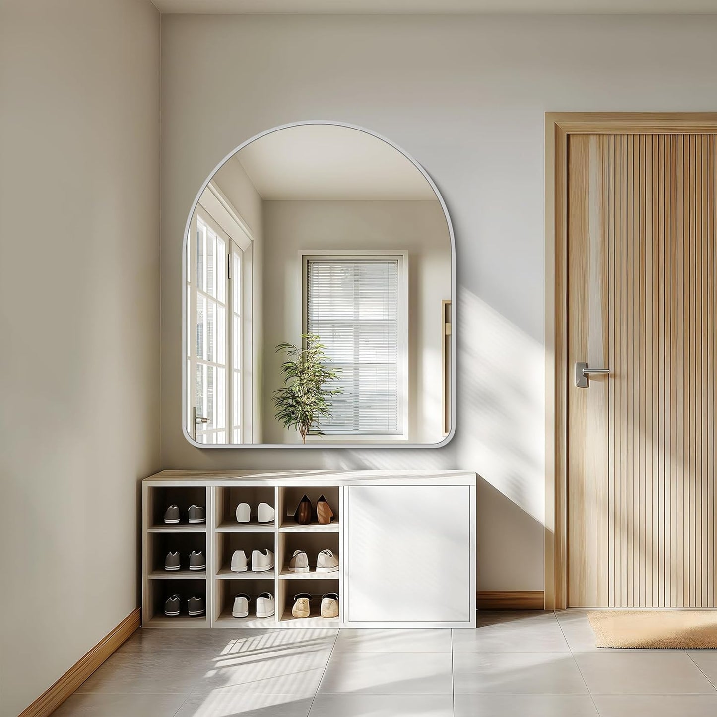 FORBATH Large Arched Wall Mirror 48x40 Inch, Silver Arch Bathroom Mirror with Aluminum Frame, Arched Mirror for Dresser, Fireplace,Entryway,Home Decor,Hanging or Leaning Against Wall