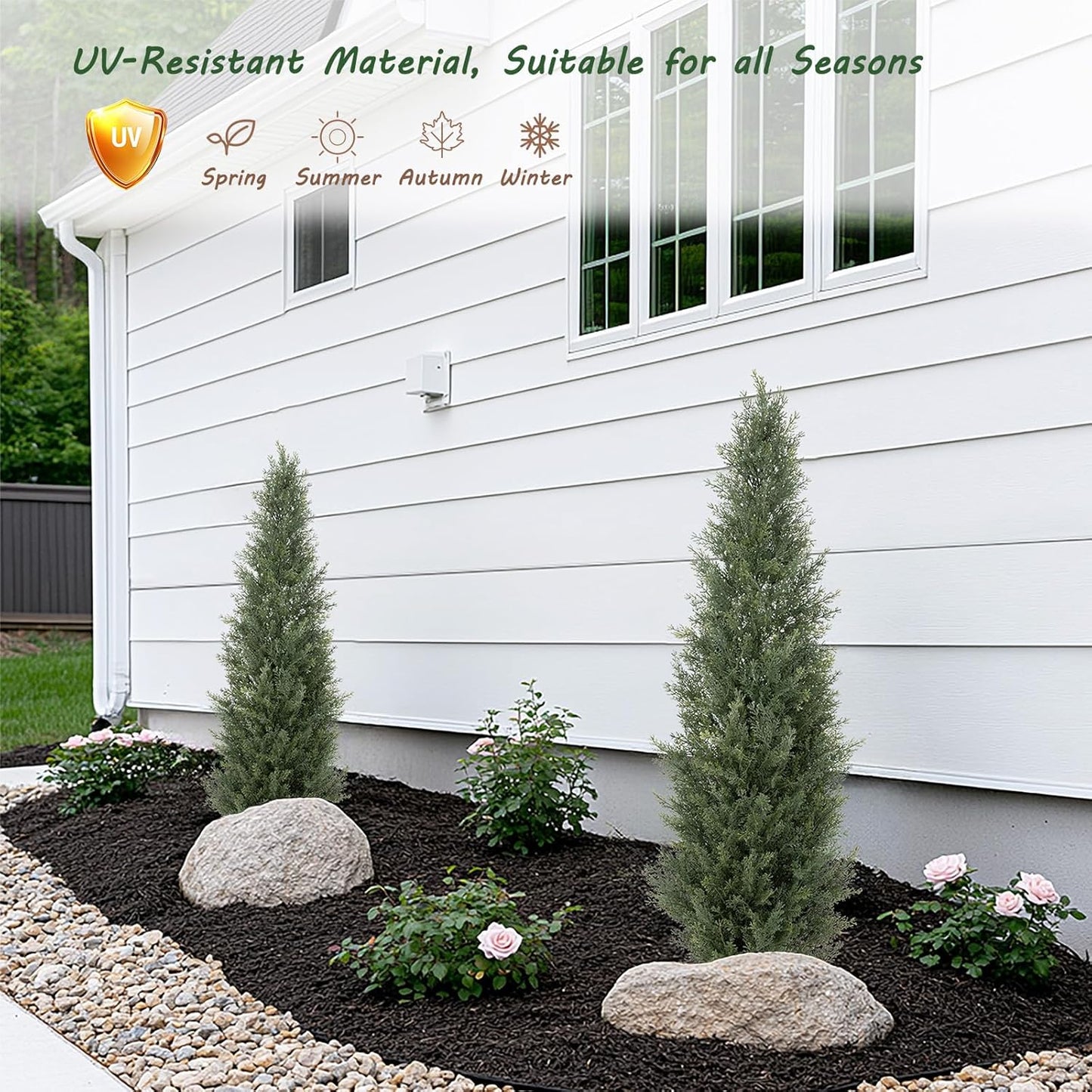 Bellacat 4ft UV Resistant Artificial Topiary Trees Outdoor, 48in Faux Cedar Tree with Full & Realistic Leaves, Fake Cypress Tree for Front Door Proch Patio Deck Balcony Yard Decor