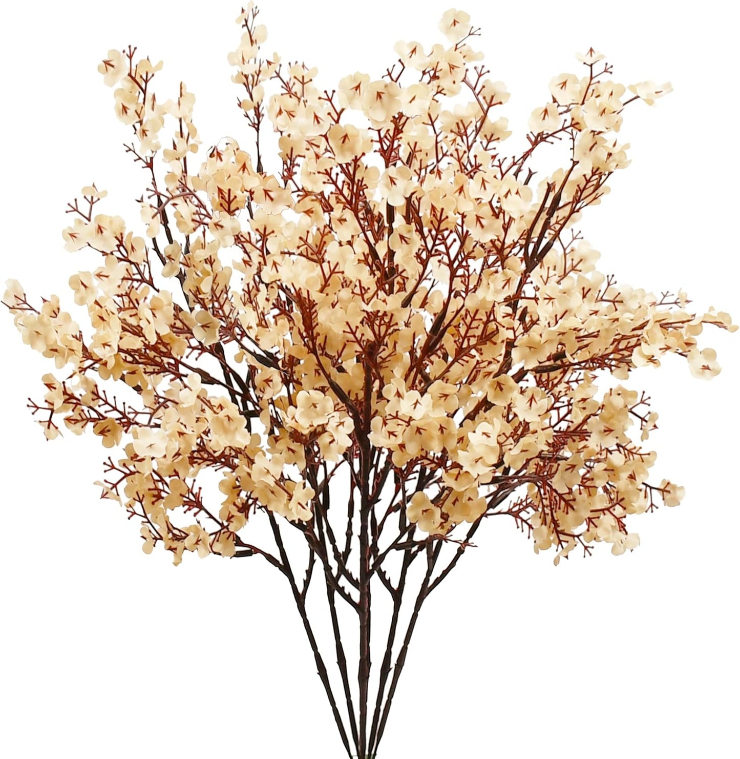 Mandy's Champagne Artificial Baby’s Breath Flowers 6 Bundles Silk Gypsophila with Bendable Stems for Fall Centerpiece Wedding Decor and Table Arrangements