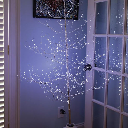 5 Ft Silver Fairy Light Tree Home Décor Fairy Tree, 570 Cool White LED Lights