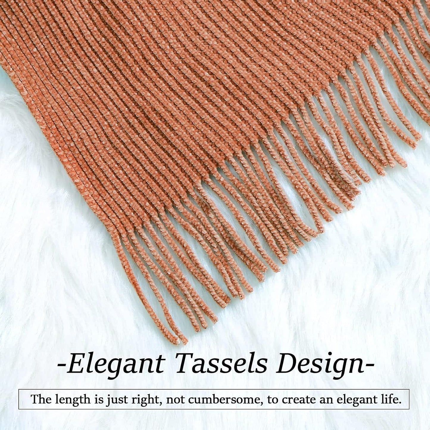 Blagic Knitted Throw Blanket for Couch Soft Farmhouse Boho Throw Blanket with Tassels Home Decorative Lightweight Throw Blankets,Maple Brown Throws for Bed/Chair/Sofa, Stripe Textured,50" W x 60" L