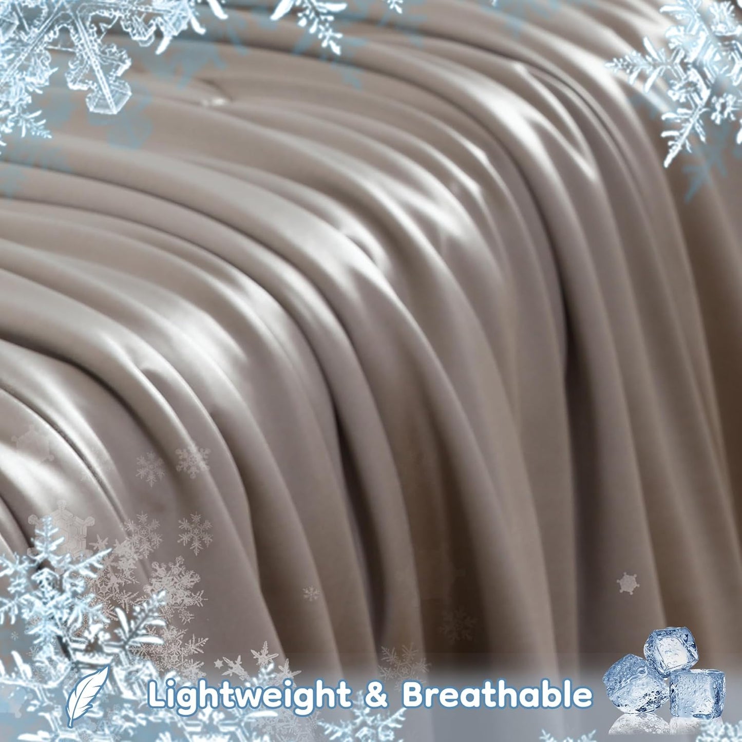 Cooling Comforter Summer Blanket for Hot Sleepers, Silky-Soft & Cool Fiber, All-Season Comfort, Double-Sided Cold Blanket for Night Sweats, Full XL Size 78" x 87", Taupe