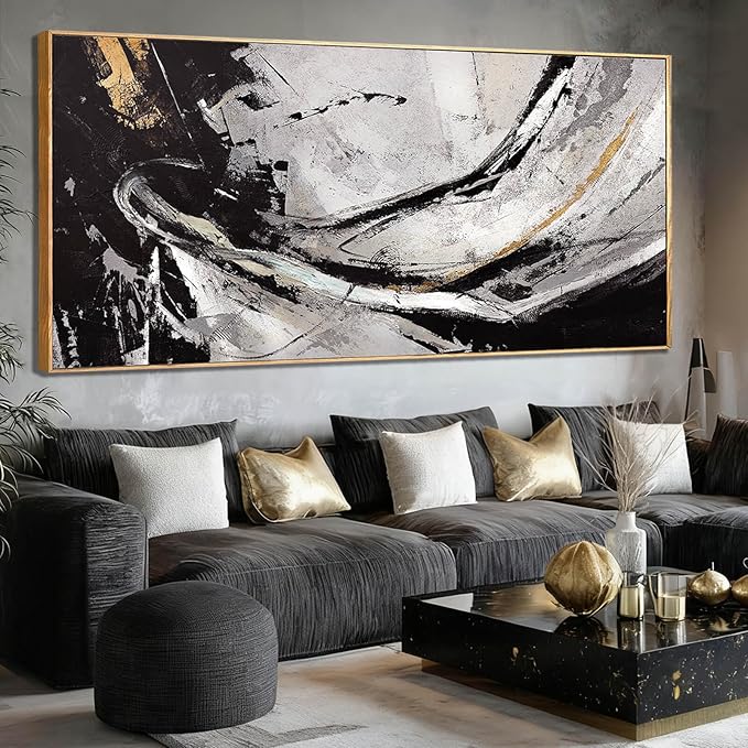 XIANSHOU Black and White Wood Wall Decor Abstract Photo Prints Contemporary Wall Art 32"x70" Large Pictures for Living Room Art for Office