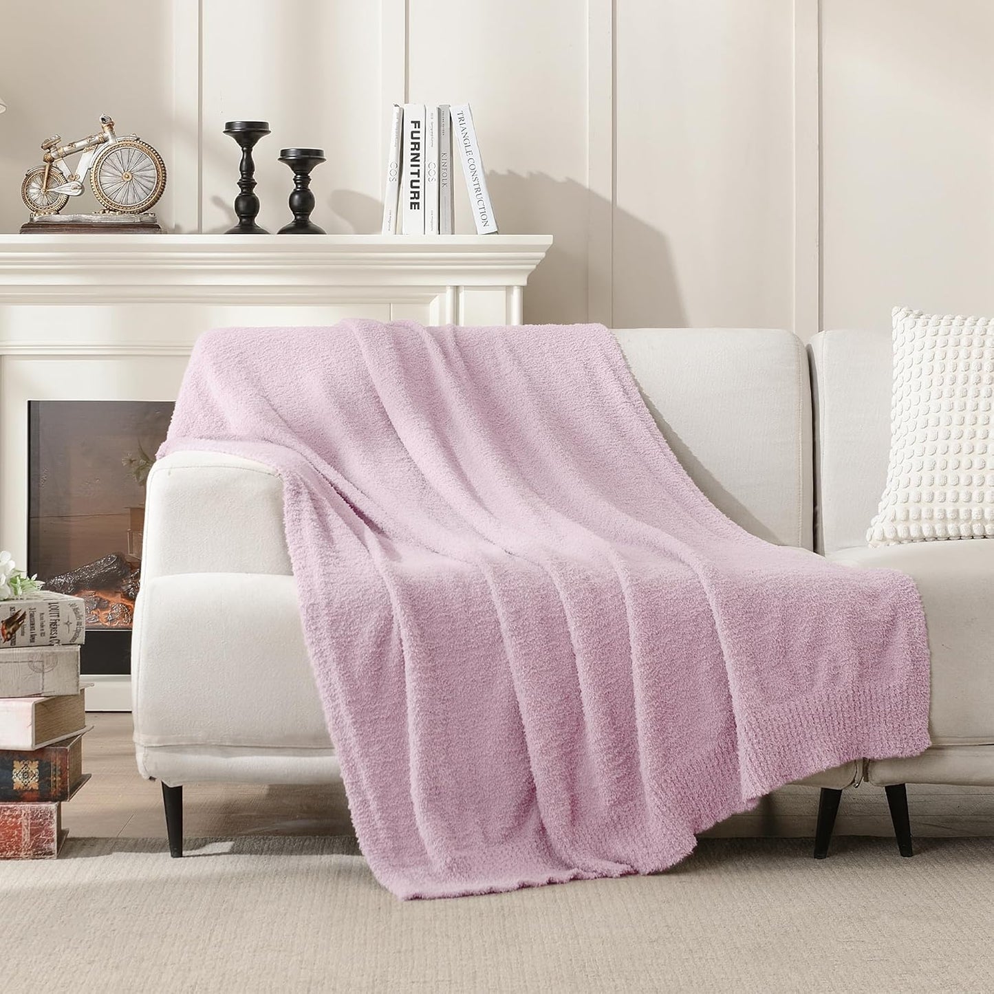 JOOJA Throw Blanket Twin Size for Bed Super Soft Blankets for Couch Comfy Cozy Blanket Knit Fuzzy Plush Fleece Blanket Gift for Women Lightweight Blanket for Living Room Sofa 60 x 80 Inches Lilac