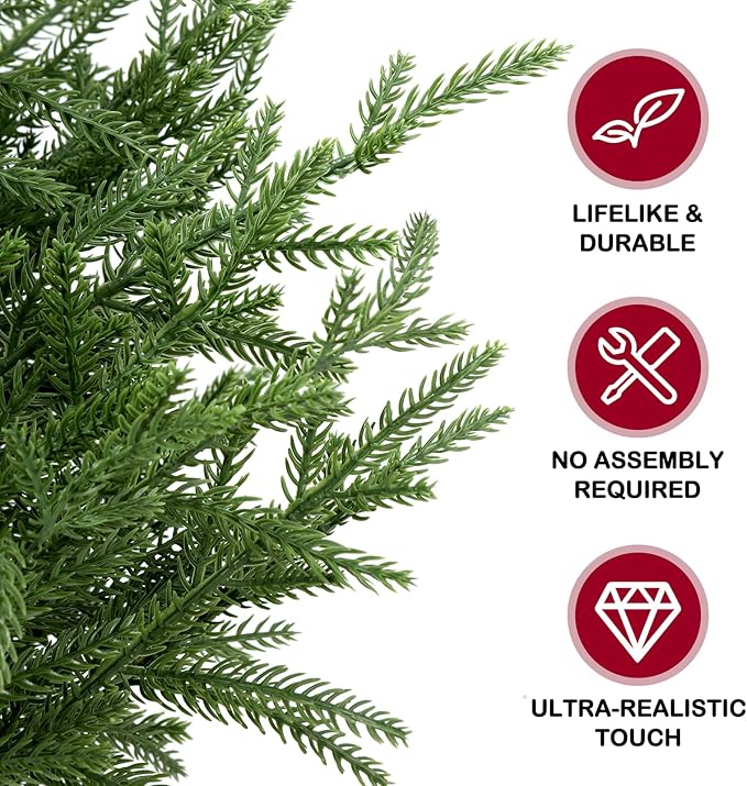 5FT Artificial Topiary Trees for Outdoor Front Porch Décor, Real Touch Norfolk Pine Tree, UV Rated Fake Potted Plants for Indoor and Outdoor Use