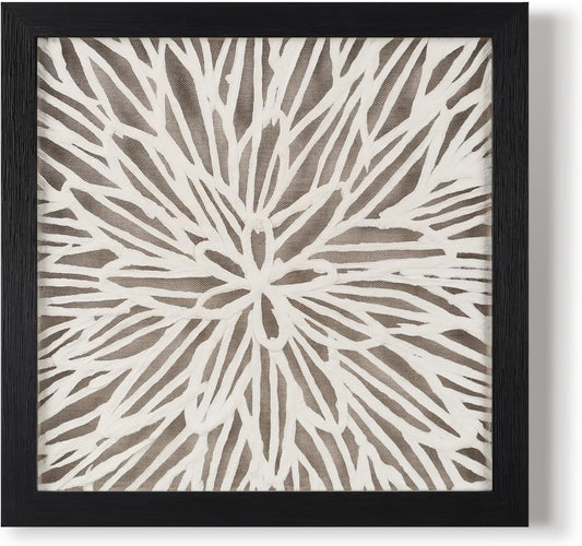 FOLKOR Framed Wall Art Black and White for Rustic Farmhouse Home Decor, 12" Rice Paper Neutral Wall Art Hanging Sculpture, Abstract Floral Artwork for Entryway Fireplace Above Bed Tv Accent
