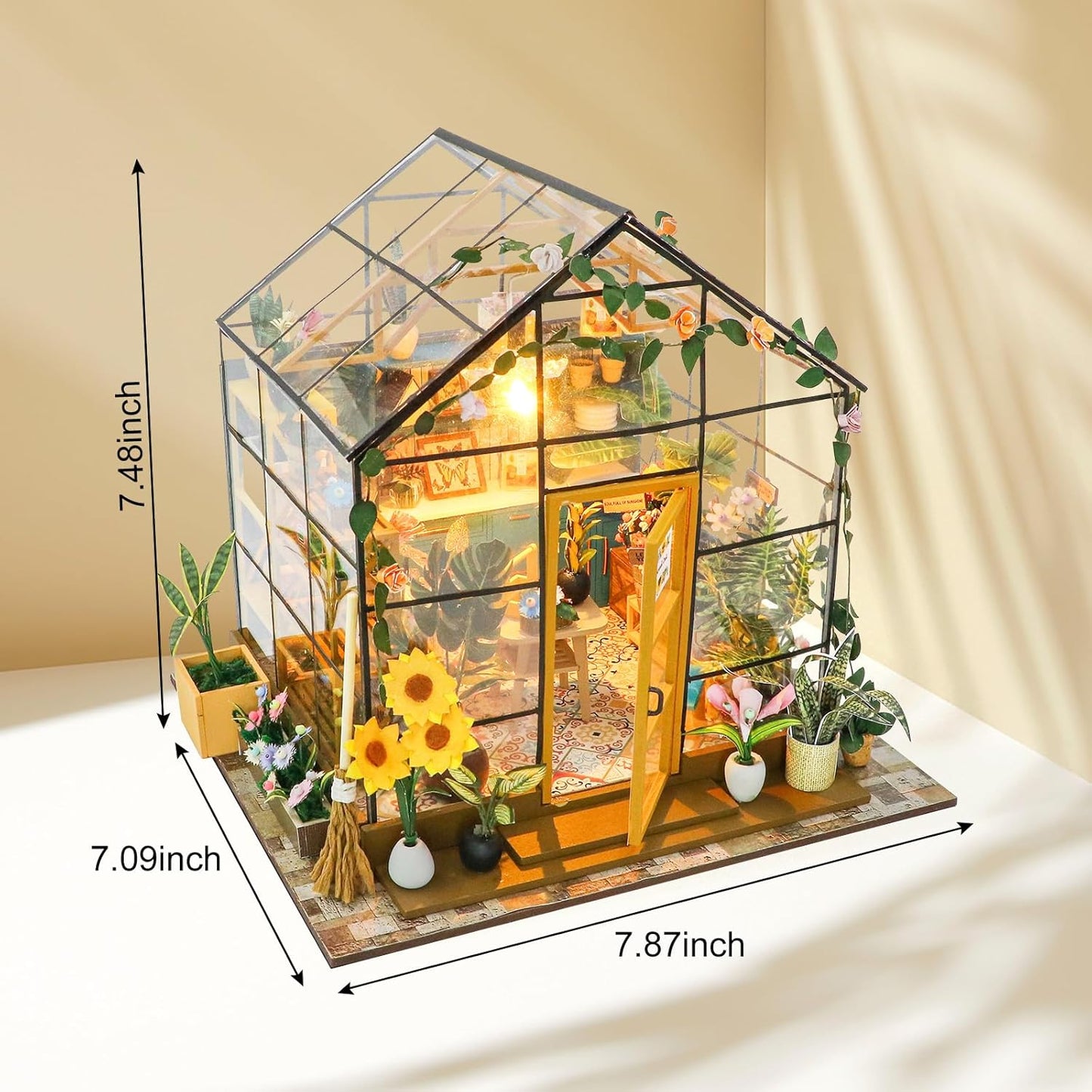 GuDoQi DIY Miniature Dollhouse Kit, Tiny House kit with Furniture, Miniature House Kit 1:24 Scale, Handmade Gift for Birthday Christmas Day, Sunshine Flower House