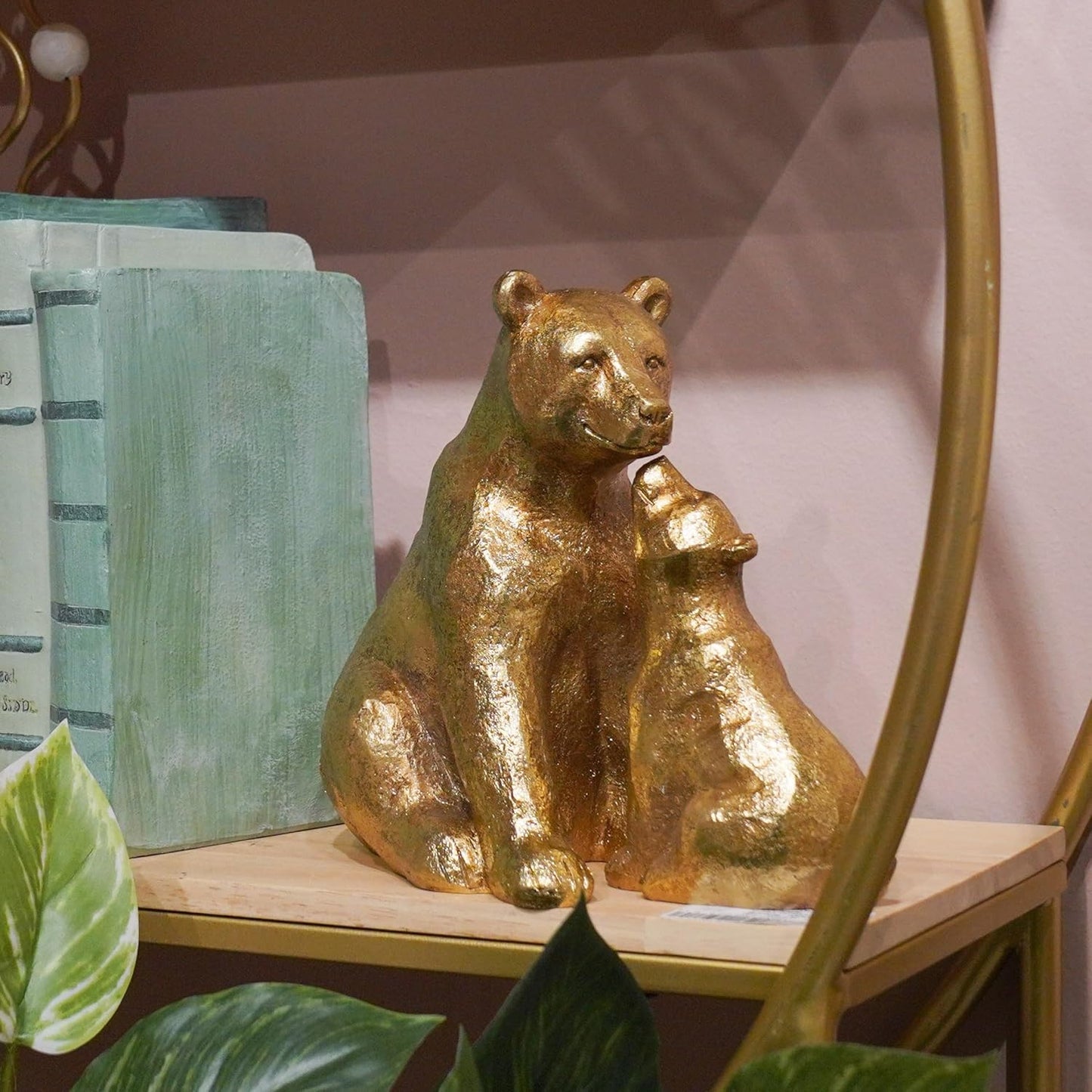 Guichifun Kissing Bear Statues Collectible Figurines - Resin Gold Mother and Baby Bear Statues for Home Decor Modern for Livingroom Bedroom for Mother 8 x 4 x 6.5 Inch