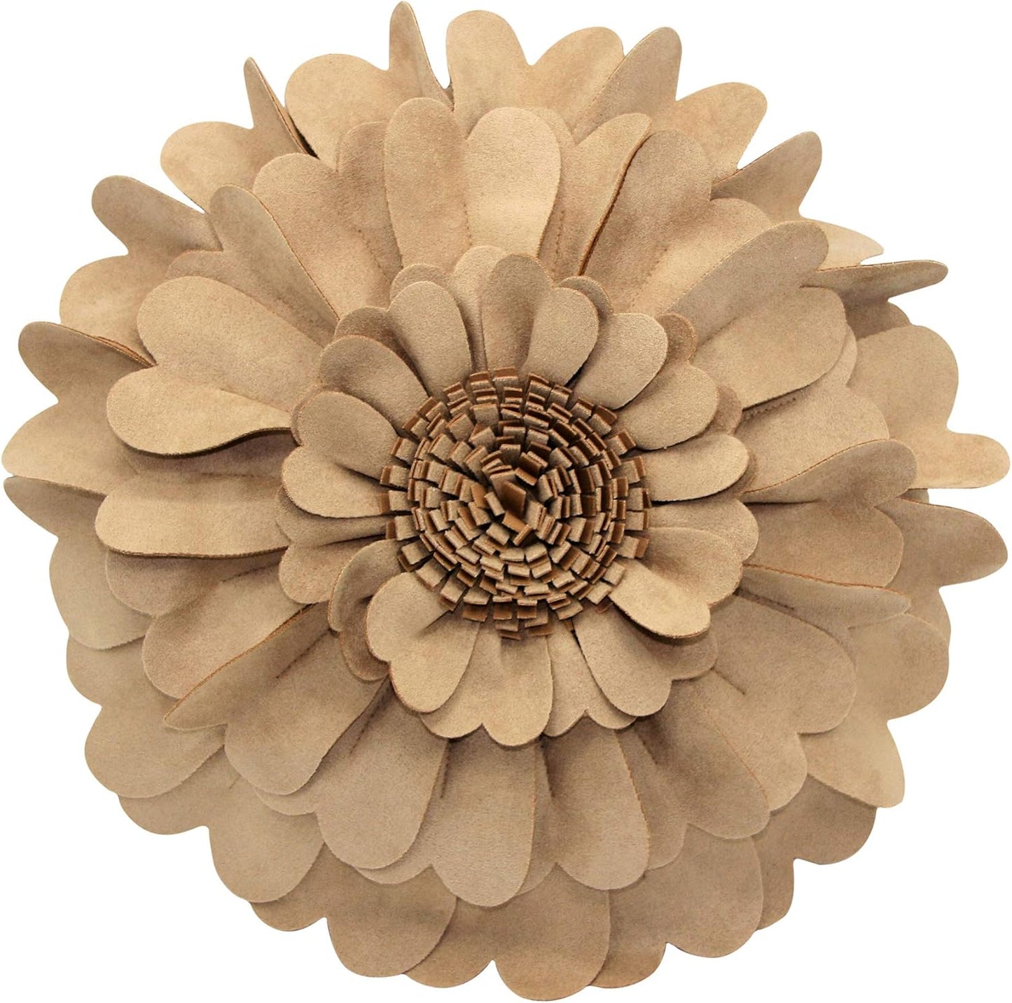 Contempo Lifestyles Flower Pillow – Decorative Pillow 3D Round Throw Pillows for Home Décor – Handmade Sweetheart Flower Pillow for Bed & Couch-Sunflower Pillow - 16 Inch Latte