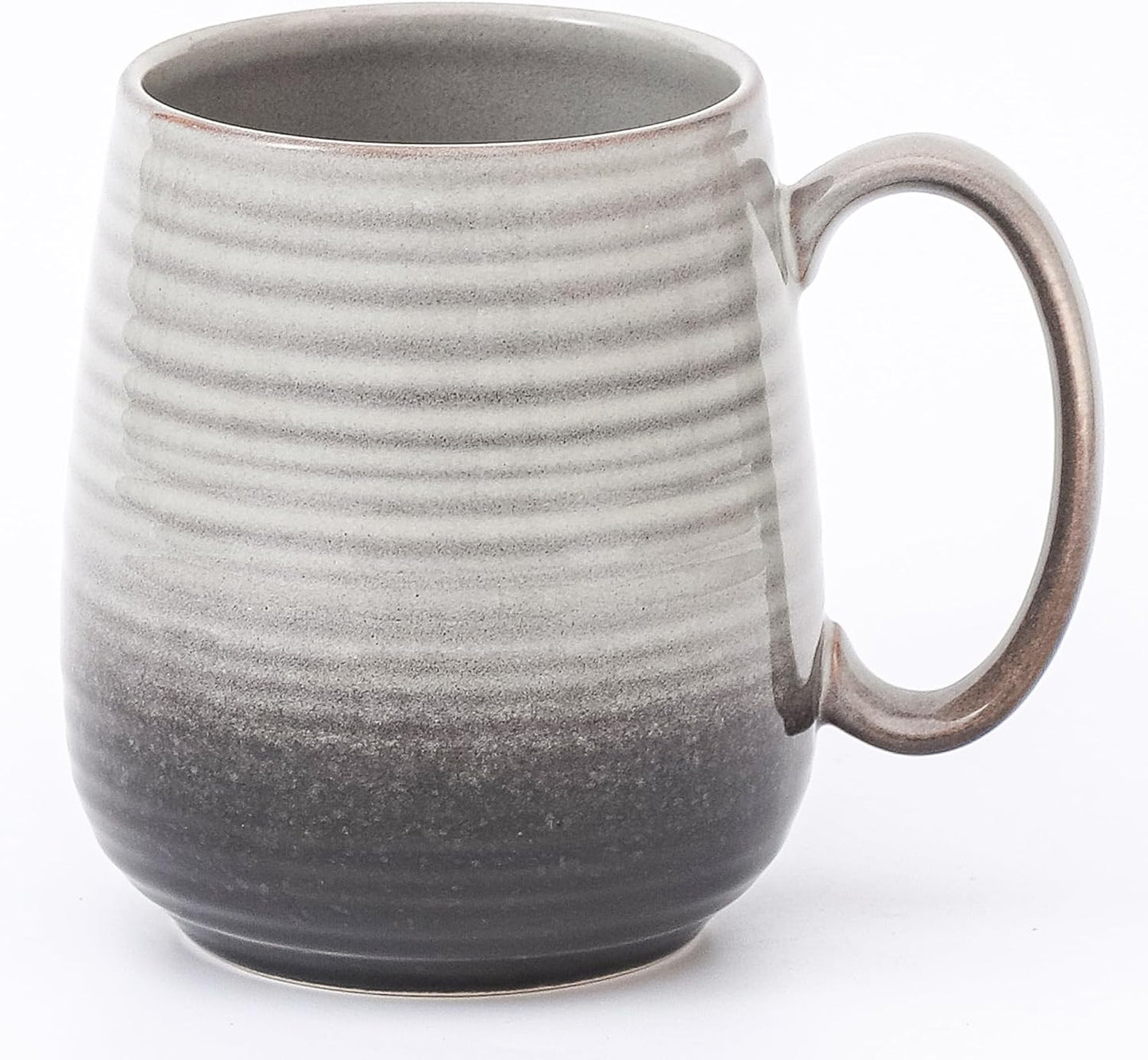 Large Coffee Mugs, Extra Large Ceramic Coffee Mug, 23 oz Handmade Pottery Mug, Big Tea Cups with Handle for Office and Home, Dishwasher and Microwave Safe (Grey Black)