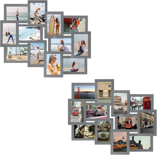 Jerry & Maggie 12 Pack Collage Picture Frame, Photo Frame Wall Decor 4×6 Pictures 12 Opening, Wall Photo Frames for Living Room Decorations, Assembly Required, Ashes/ 2 Pack