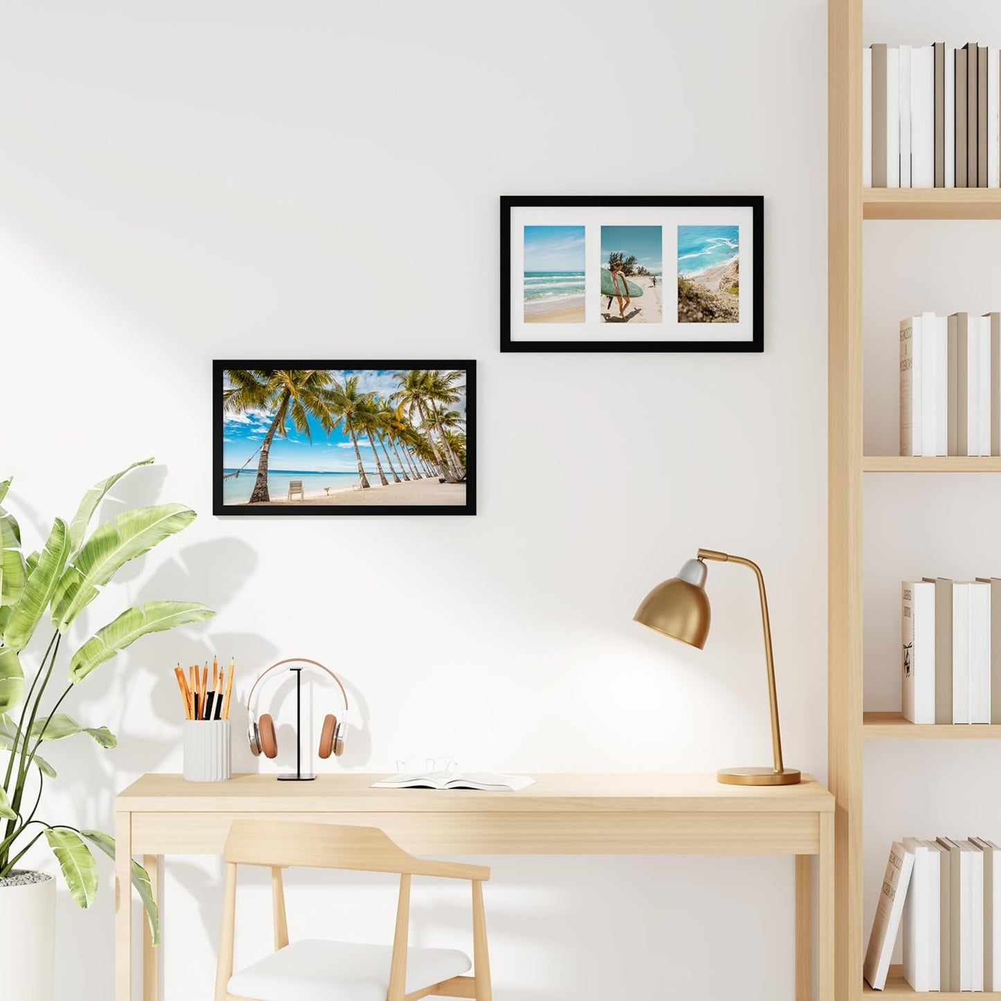 decorUhome 8x14 Picture Frames Collage Wall Decor, Display 3Pcs 4x6 Photos with Mat or 1Pcs 8x14 Unmatted, 3 4x6 Collage Picture Frames for Wall Mounting, Black