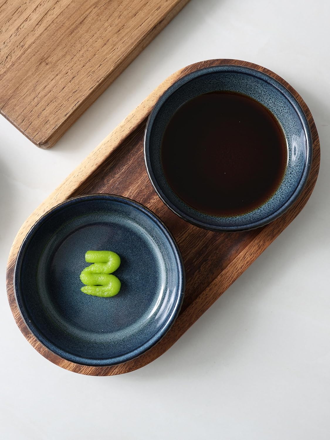 famiware Starlight Soy Sauce Dish Ceramic Dipping Bowls Set of 6, 3 oz Individual Dip Sauce Cups/Bowls/Dishes/Plates, Small Serving Bowl for Side Dishes, Dessert, Ice Cream, Condiment, Starry Blue