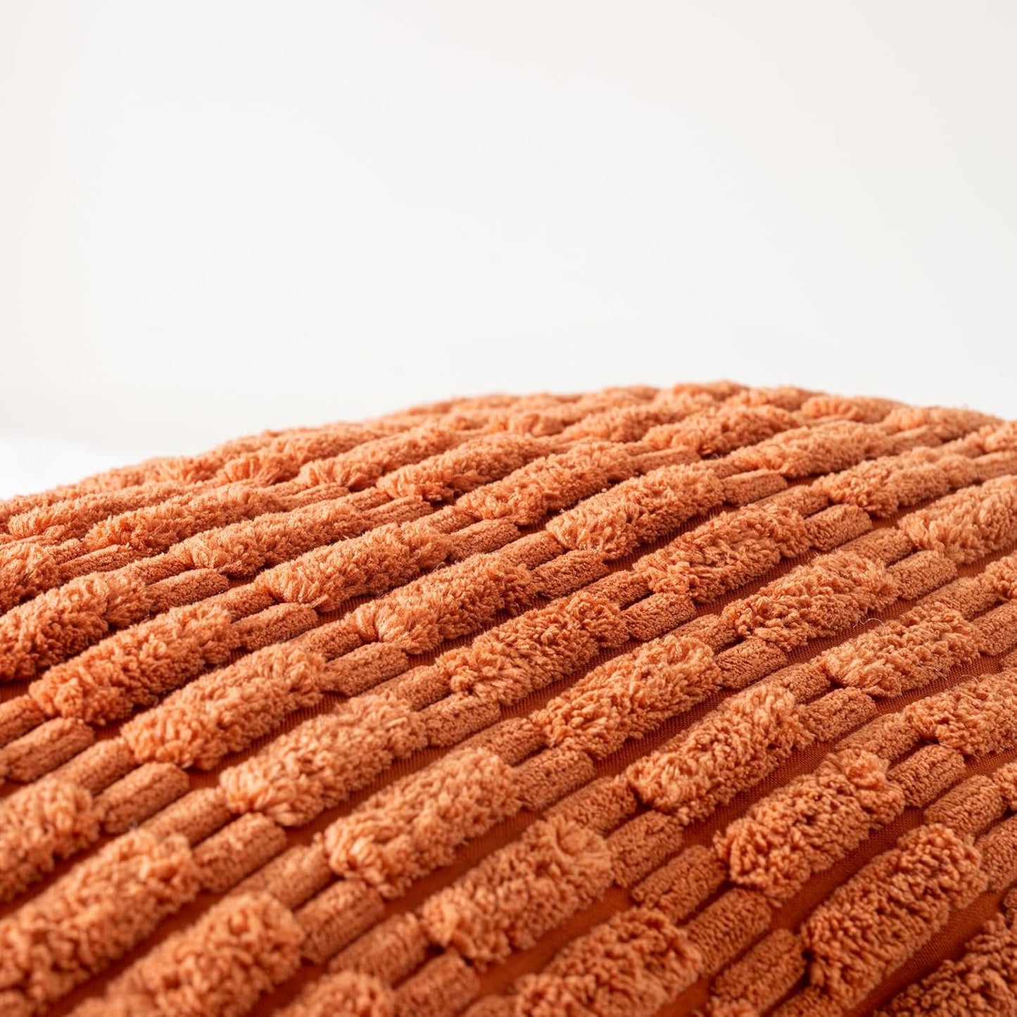 Fancy Homi Burnt Orange Long Body Lumbar Decorative Throw Pillow Cover 20x54 Inch for Bedroom Couch Bed Sofa, Farmhouse Boho Fall Room Decor, Soft Striped Corduroy Rectangle Pillow Case