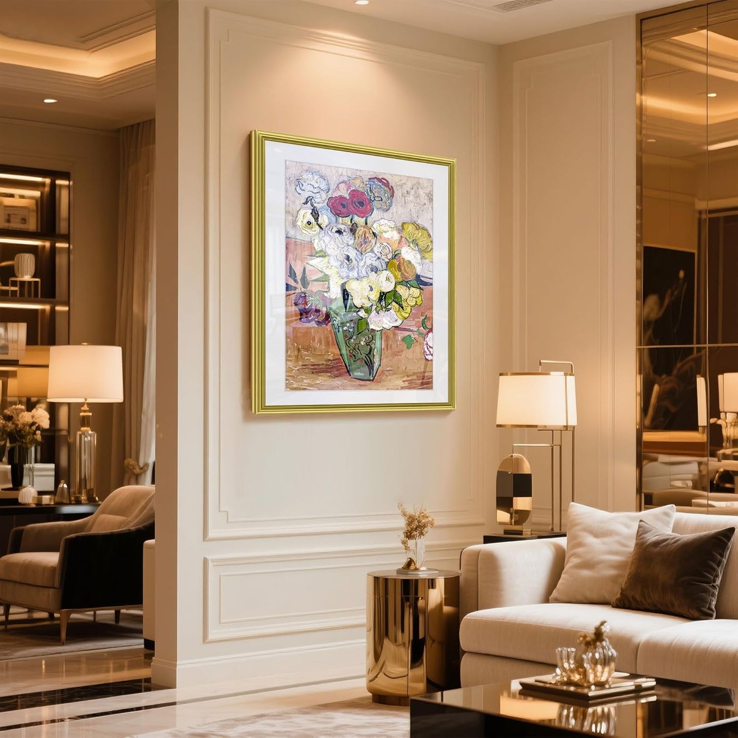 crmotu Flower Pictures Wall Decor, Framed Canvas Wall Art, Vintage Kitchen Wall Art, Floral Art Wall Decor, Still Life Vase Paintings for Living Room Bedroom Dining Room Art Prints 23X31 Inch