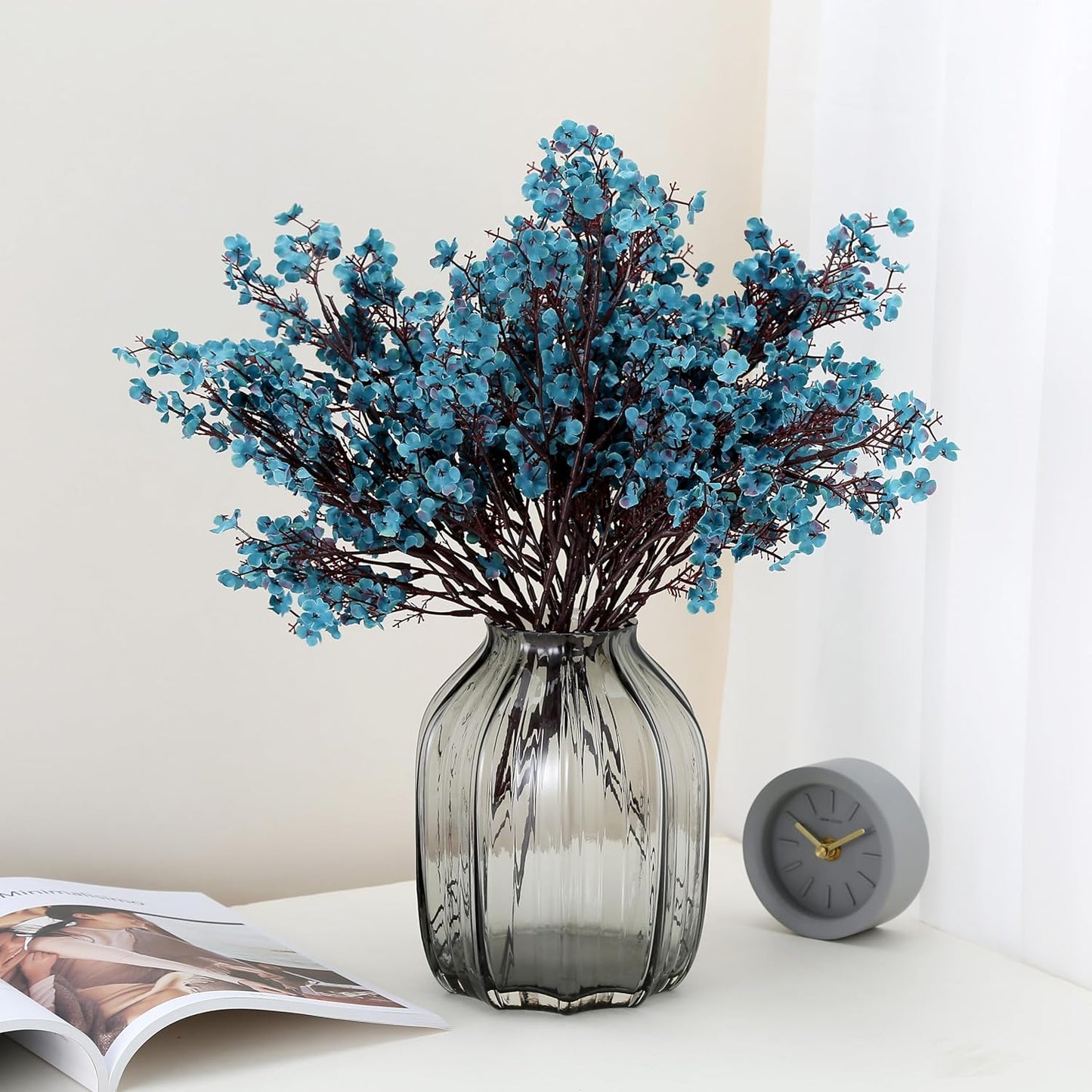 JAKY-Global Babys Breath Silk Artificial Flowers Bulk 20pcs for Fall Decor Fake Flower Bouquet Bulk for Home Kitchen Indoor Bouquet Floral Arrangement Table Centerpieces Party Decor(Autumn Blue)