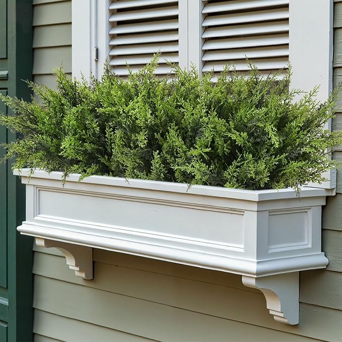 Waipfaru 24 Bundles Cedar Artificial Plants Outdoor， UV Resistant Artificial Plants，Fake Plants for Outdoor Christmas Porch Decor Lifelike Fake Bushes Plants for Home Farmhouse Yard Decorations