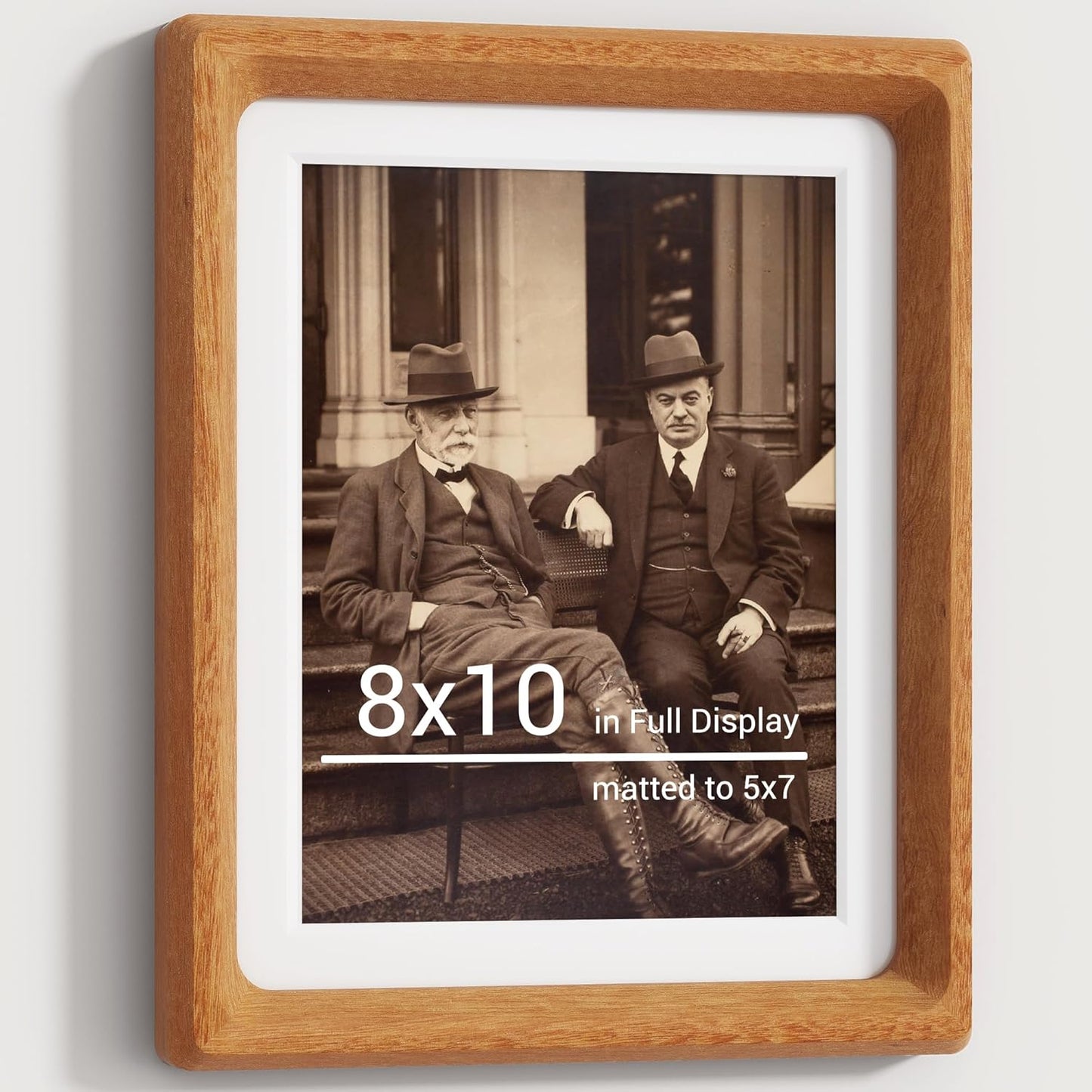 Heimlove 8x10 Picture Frames Natural Teak,Original Wood Hand Make Crafted Photo Frame with Mat to 5x7 Graduation Picture Display,Family Picture,Wedding Picture Tabletop & Wall Decoration