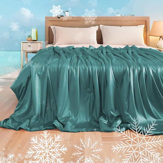 Cooling Comforter King Summer Blanket for Hot Sleepers, Silky-Soft & Cool Fiber, All-Season Comfort, Double-Sided Cold Blanket for Night Sweats, 90" x 108", Forest Green