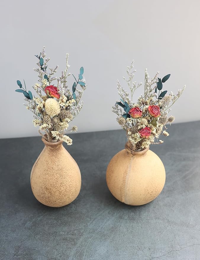 xin's convey Mini Dried Flower Bouquet (Pack of 6), Rose Bouquets, Party Favours, Bohemian Plate Decoration, Birthday Cake Dried Flower Gift Box Companion, Photography Props (Rose)