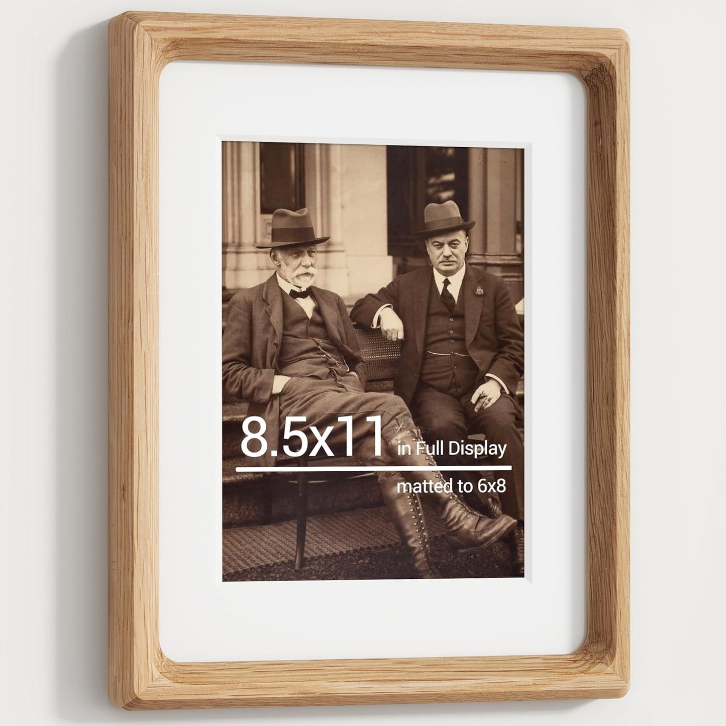 Heimlove 8.5X11 Picture Frames Natural Oak,Original Wood Hand Make Crafted Photo Frame with Mat to 6X8 Graduation Picture Display,Family Picture,Wedding Picture Tabletop & Wall Decoration