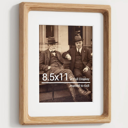 Heimlove 8.5X11 Picture Frames Natural Oak,Original Wood Hand Make Crafted Photo Frame with Mat to 6X8 Graduation Picture Display,Family Picture,Wedding Picture Tabletop & Wall Decoration