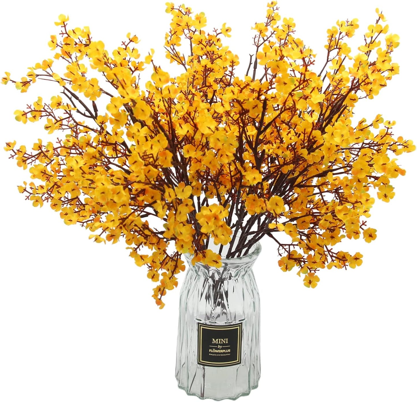 Hananona 10 Pcs Artificial Babys Breath Flowers Orange Fake Silk Gypsophila Flowers for Fall Floral Arrangement Autumn Table Centerpieces Home Decor (10, Orange)