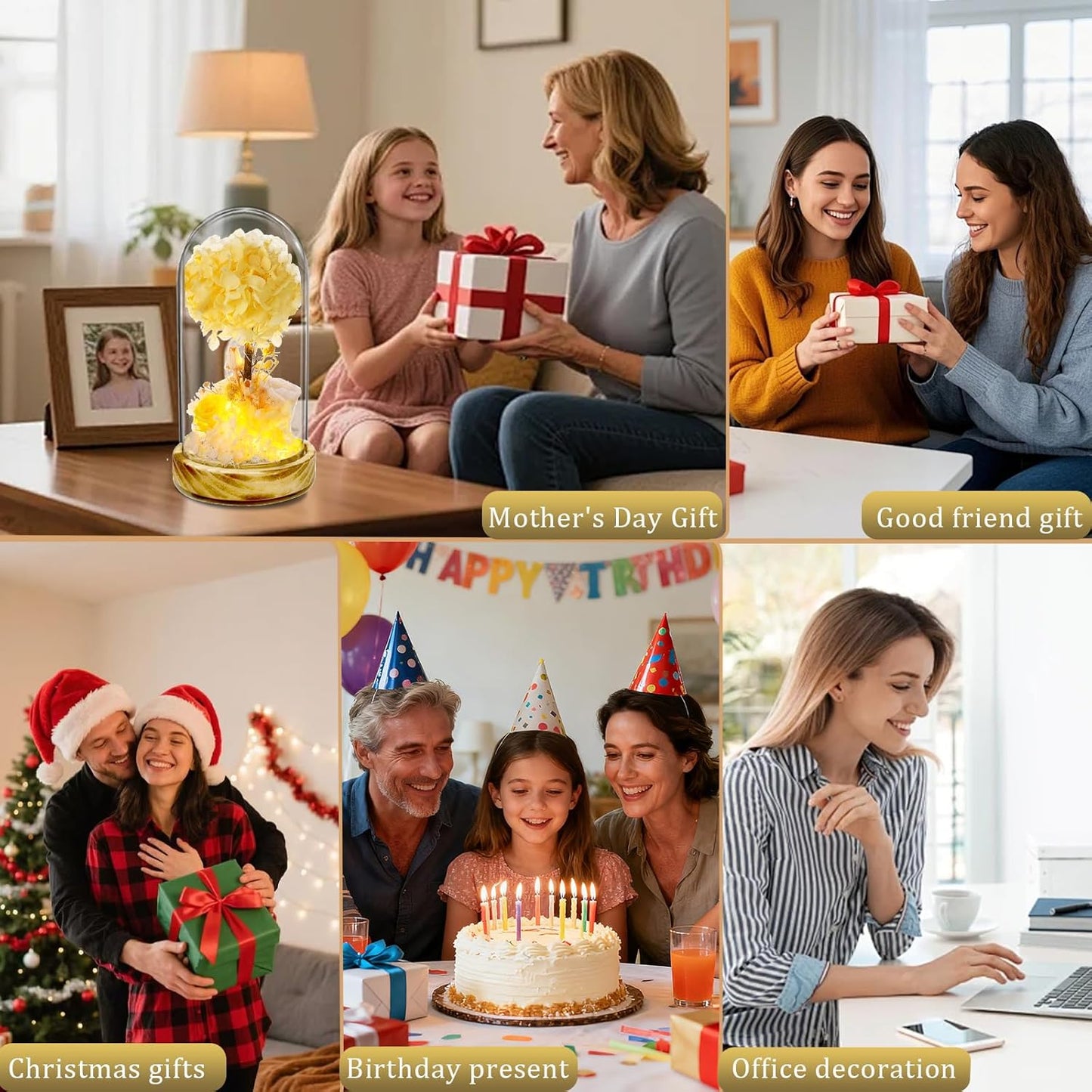 LED Lighted Floral Arrangement in Glass Vase, Artificial Yellow Leaves with Yellow Roses, Battery Operated