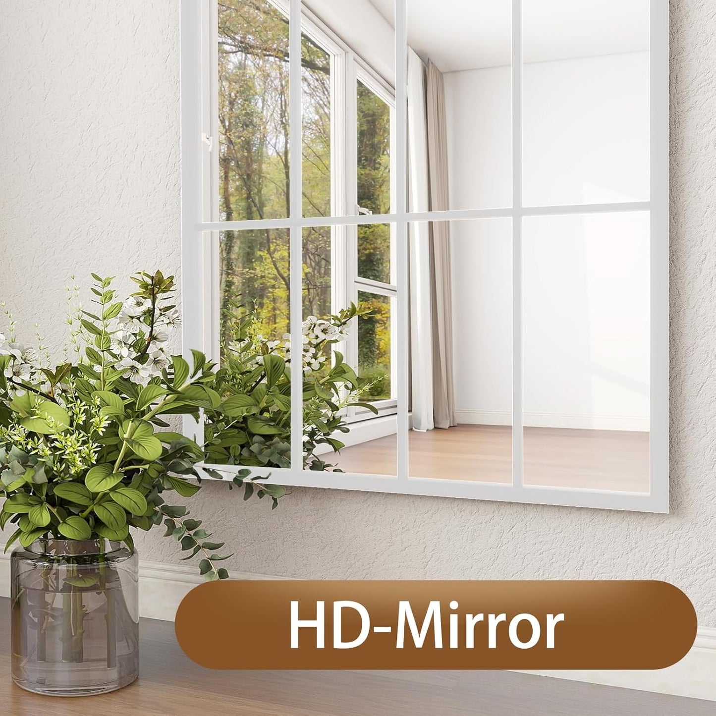 Full Length Mirror, 71"x32" Mirror Full Length, Oversized Floor Length Standing Mirrors, Arched Large Body Wall Mounted Window Pane Mirrors, Hanging or Leaning for Bedroom (White)