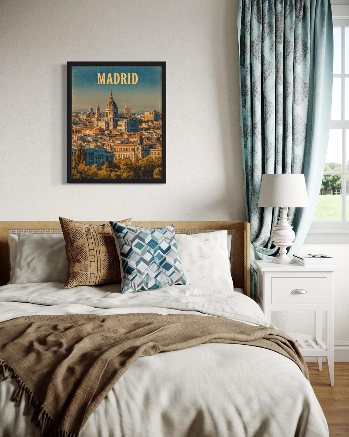 Madrid, Spain Art Print Poster, Europe Vintage City Retro Photography Skyline Travel Bedroom Bathroom Living Room Decor 183 (Madrid, Spain, 24 x 36 inches, Unframed)