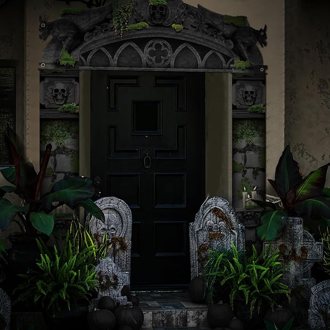 3 Pcs Halloween Cemetery Archway Halloween Cemetery Banners Gothic Outdoor Banners Sign Banner Decorations for Outdoor Party Supplies (Vintage)