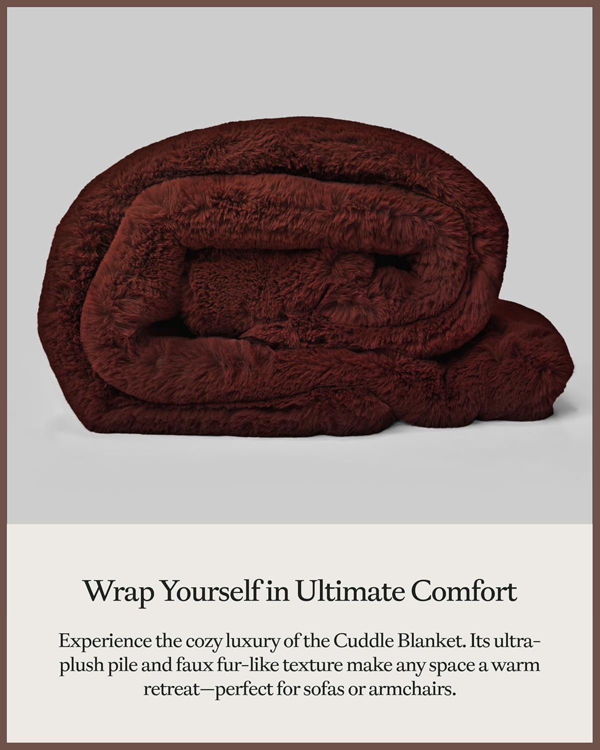 Cozy Earth Cuddle Blanket - Faux Fur Ultra-Soft Luxury Throw Blanket - Thick & Cozy Oversized Design for Lounging or Sharing - Machine Washable - Throw 60" x 50" Burgundy