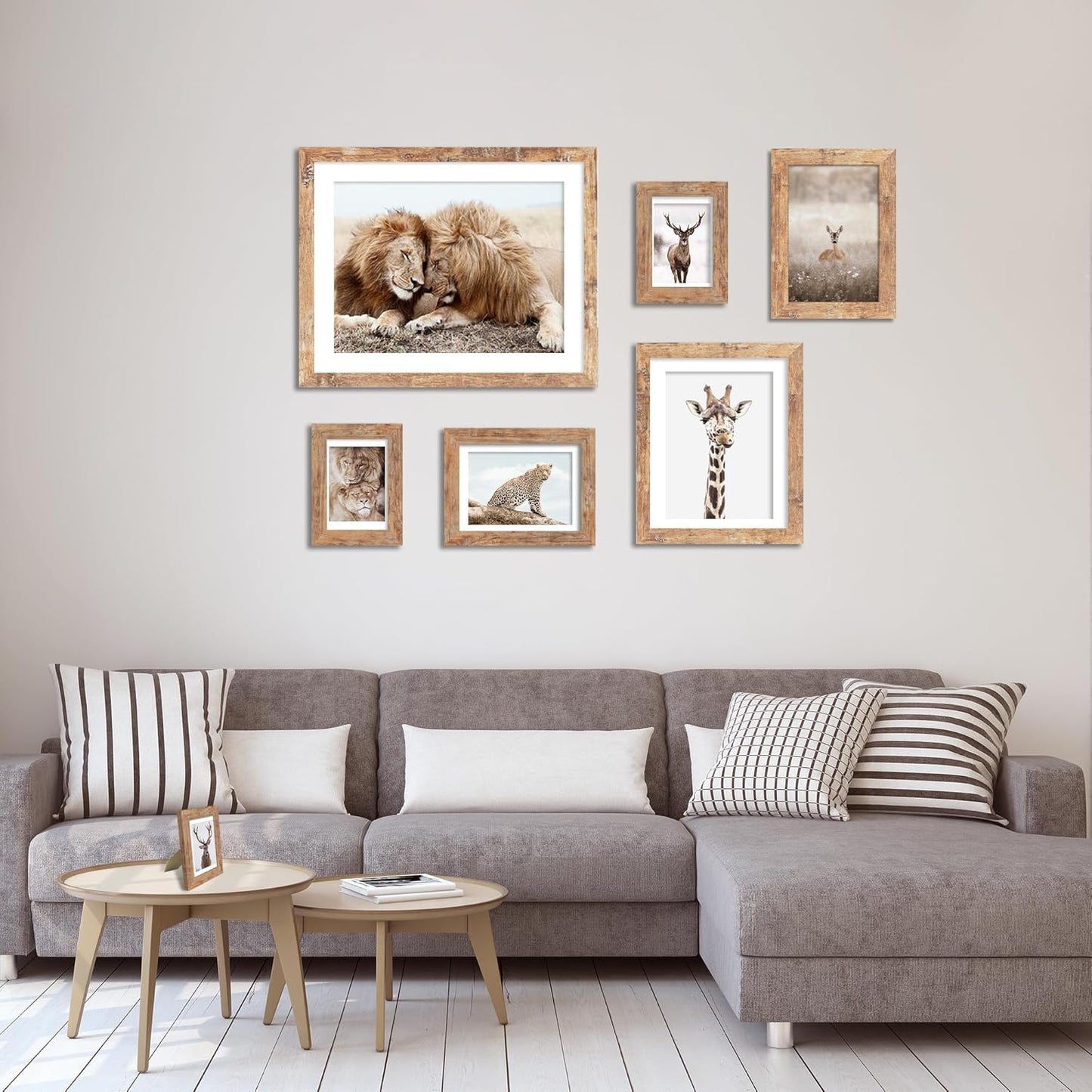 iRahmen 6x9 Picture Frame Set of 2, Rustic Brown Frame with High Definition Glass, 6 x 9 Wood Rustic Photo Frames for Horizontal or Vertical Table Top and Wall Mounting