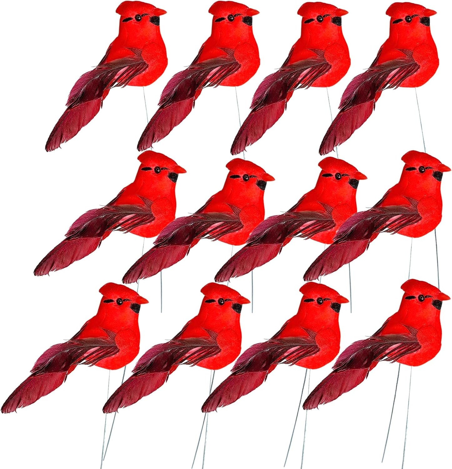 Berfutall-Cardinal Clip On Christmas Tree Ornament Decorations - Red Feathers Set of 24Pieces Each is 2.8" Lon(D)…