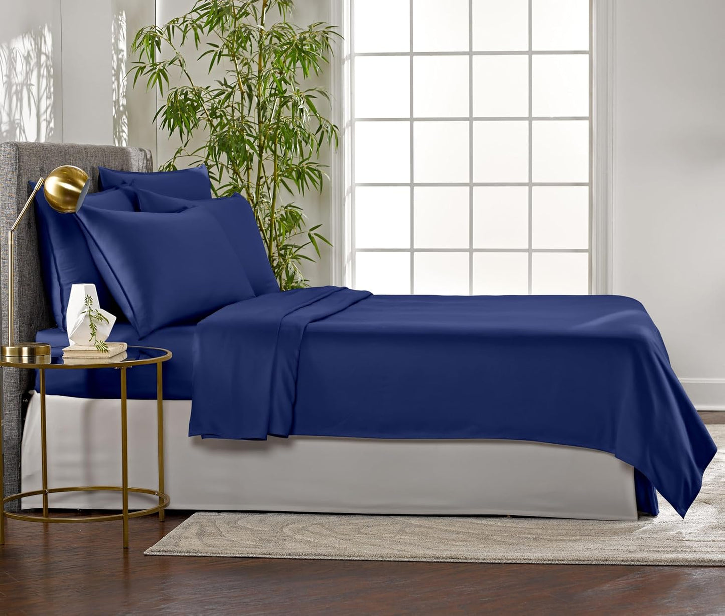 Full Sheets by Pure Bamboo, Genuine 100% Organic Viscose Derived from Bamboo Bed Sheet Set, Luxuriously Soft & Cooling, Double Stitching, Lifetime Quality Promise (Full, Cobalt Blue)