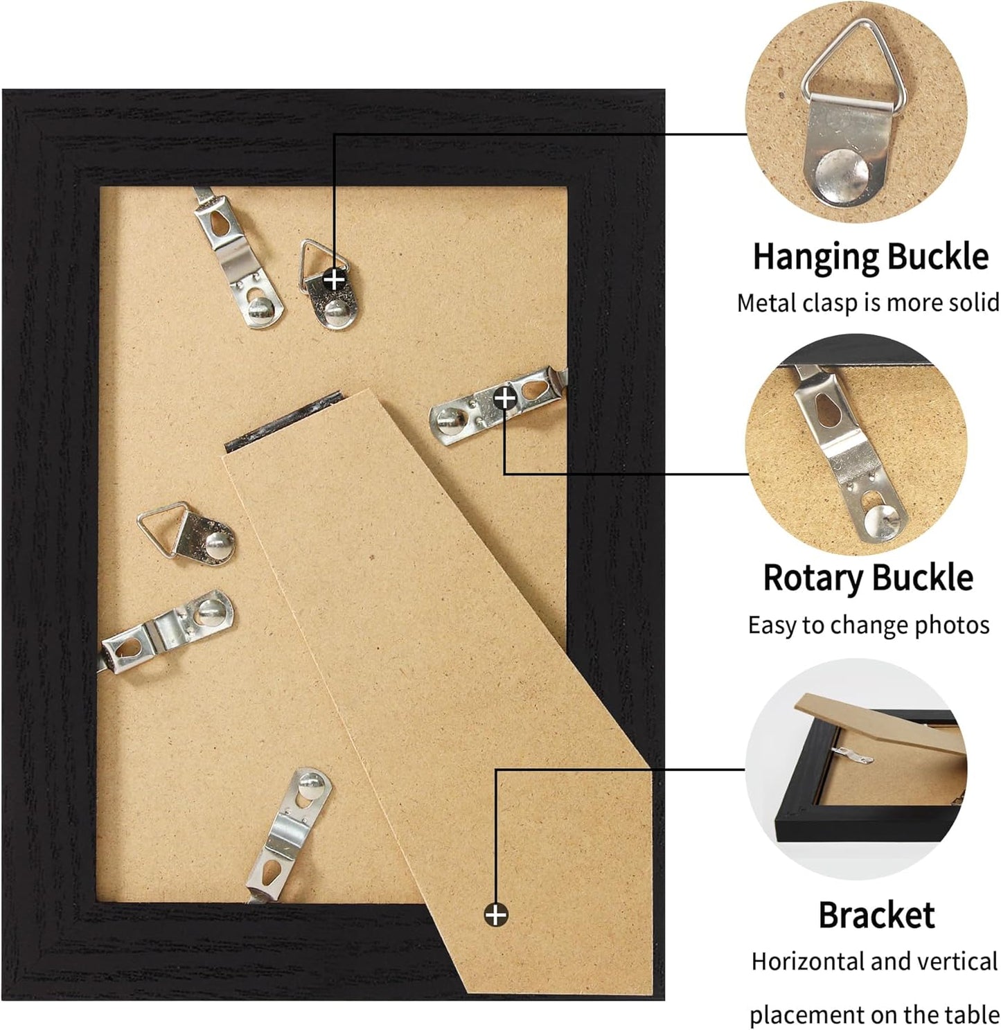 iRahmen 4x6 Picture Frame Set of 2, Black Wood Photo Frame with High Definition Glass, Display Pictures 3.5x5 with Mat or 4 x 6 Without Mat for Tabletop and Wall Mounting