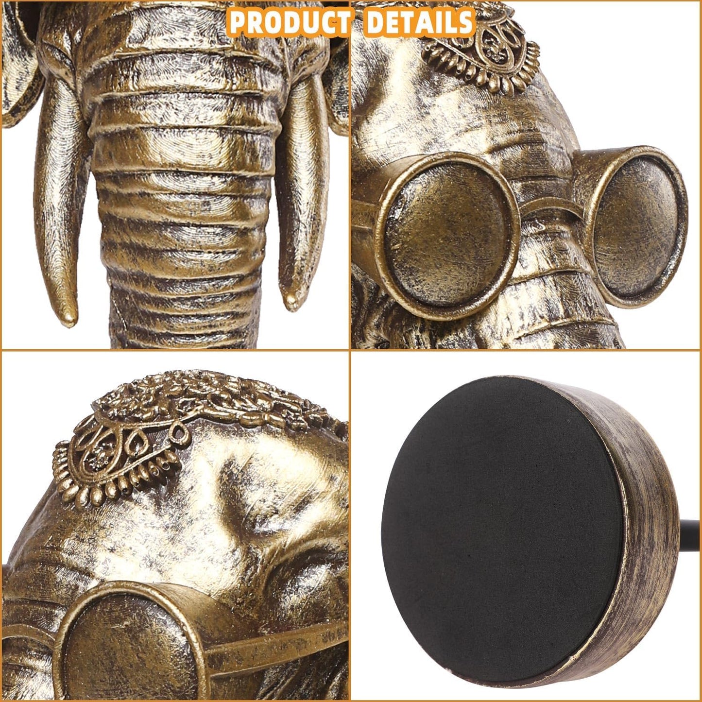 Handcrafted Resin Sculpture (Elephant)- Statue Decoration Modern Home Decor Accent, Trending Living Room & Office Decor, Elegant Tabletop & Shelf Decor for Desk, Bookshelf, Nightstand