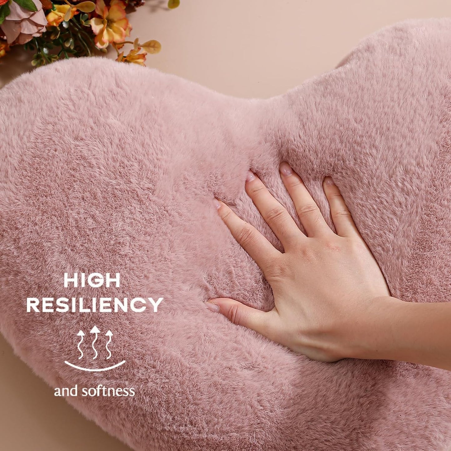 EastTree Heart Pillows, Dusty Pink Heart Shaped Pillows, Love Throw Pillows Gifts, Soft Faux Rabbit Fur Cute Pillows, Women Girls Kid Room Decor 10x13 Inch