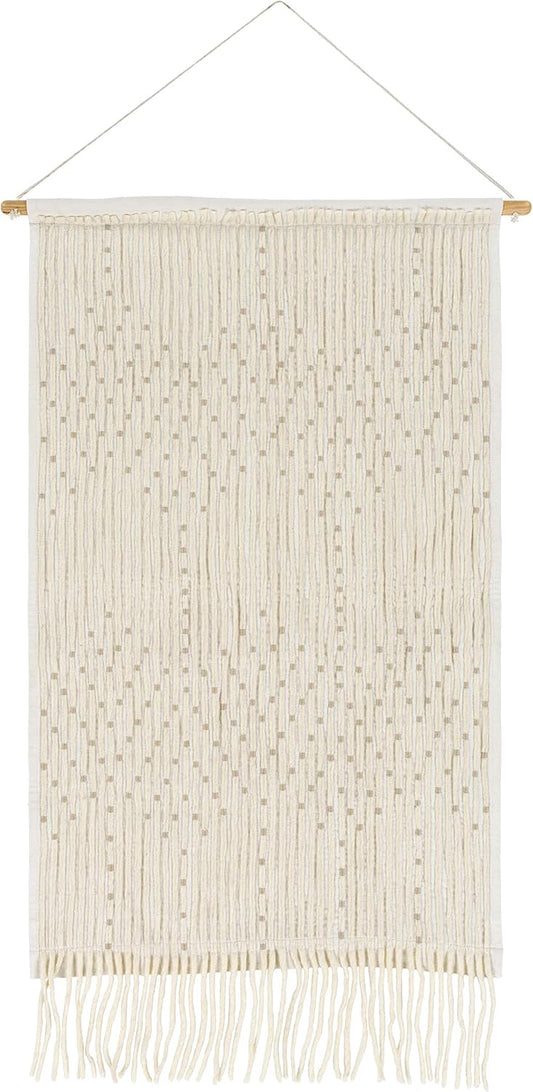 Mark&Day Wall Art, Schlublberg Modern Farmhouse Ivory Macrame Tapestry Wall Hanging for Living Room, Bedroom, Office or Kitchen (36"H x 24"W)