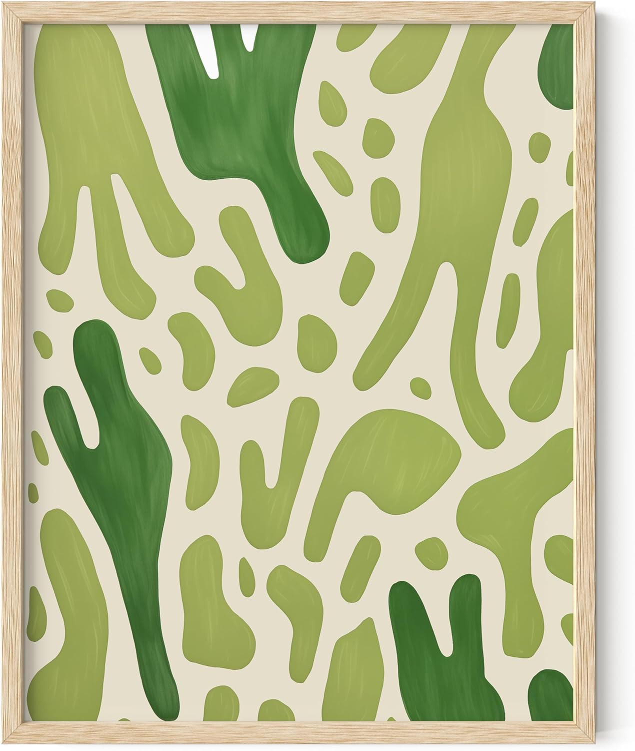 HAUS AND HUES Modern Abstract Wall Art - Blue and Green Living Room Art, Modern Artwork for Walls, Minimalist Picture for Living Room(Green Pattern, Beige Frame, 11x14)