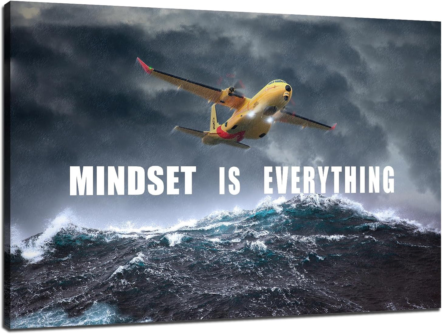 GoForArt Dream Big Motivational Canvas Wall Art, Inspirational Famous Quote Bedroom Living Room Decor, Positive Modern Landscape Mountain Office Dorm Room Poster Print (Airplane, 24.00" x 36.00")